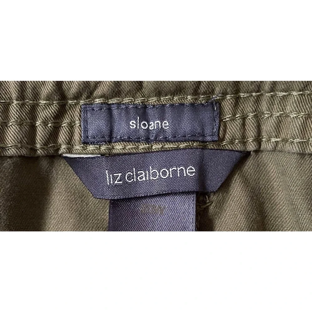 Liz Claiborne Capris 20W Olive Green Sloane Cargo Drawstring Waist Legs Lyocell - Picture 5 of 13